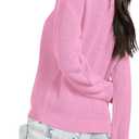 Urban CoCo Women's Solid Long Sleeve Crew Neck Knitted Pullover Sweater Tops (Pink, XL)