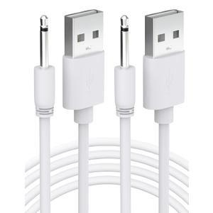 2.6Ft USB DC Charger Cable 2.5mm Replacement Charging Cord - White 2Pack