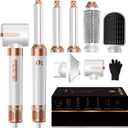 Hair Dryer Brush 7 in ONE, Brush Blow Dryer with Diffuser,Powerful Blow Dryer Brush with Air Curler for Hair,Ionic Hot Air Brush Fast Dry, Volumize, Curls, Straight, Hair Styling Tools 100-120V