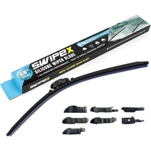 100% Resilient Silicone Wiper Blade (Pack of 1) - Automotive Replacement All-Seasons Premium Windshield wiper blade, Includes Multi-adapter compatible with 99% of car models - (18 inch (450mm))