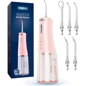 Onlyone Water Dental Flosser Pick for Teeth, 300ML Portable Oral Irrigator, Rechargeable Travel Irrigation Cleaner, Professional Electric Flossing Machine Birthday Gifts for Women,Mom,Girlfriend Pink