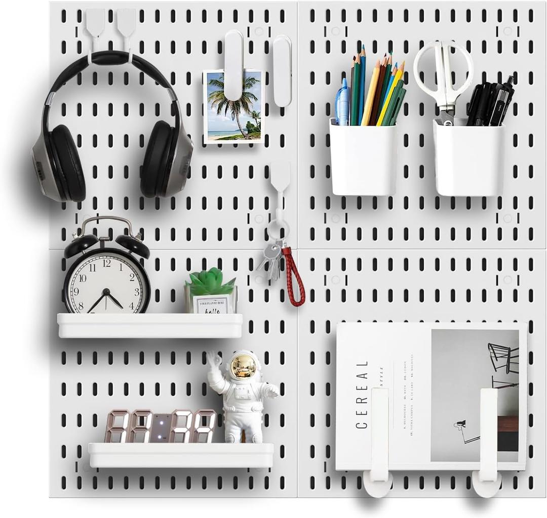 Revamp Your Space With A Versatile Pegboard Kit - Effortlessly Organize Home, Office, And Gaming Setup With Customizable Hanging Solutions (White)