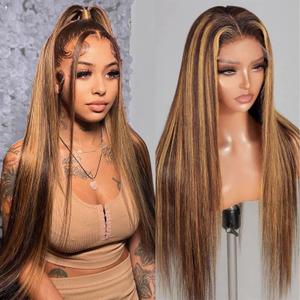 Veally Highlight Lace Front Wig Pre Plucked 13x4 HD Glueless Honey Blonde Lace Front Wig for Women Natural Looking Synthetic Heat Resistant Fiber Honey Blonde Wig
