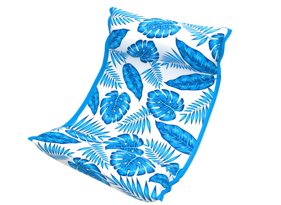 Jasonwell Water Hammock Pool Floats - Fabric Inflatable Pool Hammock Float Floaties 4 in 1 (Saddle Lounge Chair Drifter) Lake Beach Floating Loungers Swimming Pool Rafts Toys for Adults, Blue tropical, Large