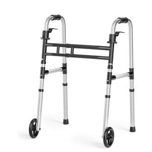 Folding Walkers for Seniors，Medical Bariatric Walker Lightweight 5'' Front Wheel Walker Height and Width Adjustable Aluminum Standard Walker for Handicap
