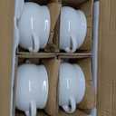 French Onion Soup Bowls with Handles and Lids, 16 oz Ceramic Soup Crocks Oven Safe for Chilli, Cereal, Pot Pies, Microwave & Dishwasher Safe, Set of 4, White