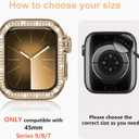 Metal Case Compatible with Apple Watch Series 9 8 7 45mm for Women, Bling Diamond Frame Bumper with Back Cover Protective Cover for iWatch 45mm, Rose Gold