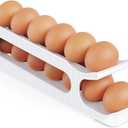 Egg Holder for Fridge, 2 Tiers Auto Rolling Egg Storage Organizer for Refrigerator, Slim Space Saving Container, Dispenser - Egg Roller for Eggs 12 Count