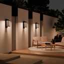 Modern Motion Sensor Outdoor Wall Light Sconce with Glass, 850LM LED, IP65 Waterproof Aluminum Lantern - Anti-Rust Exterior Lighting for Porch, Garage, Front Door, Patio,Black
