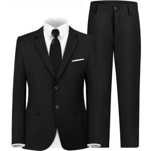 Yavakoor Boys 4 Piece Suit Formal Outfit Kids Wedding Dress for Big Boy Black Suits Size 20