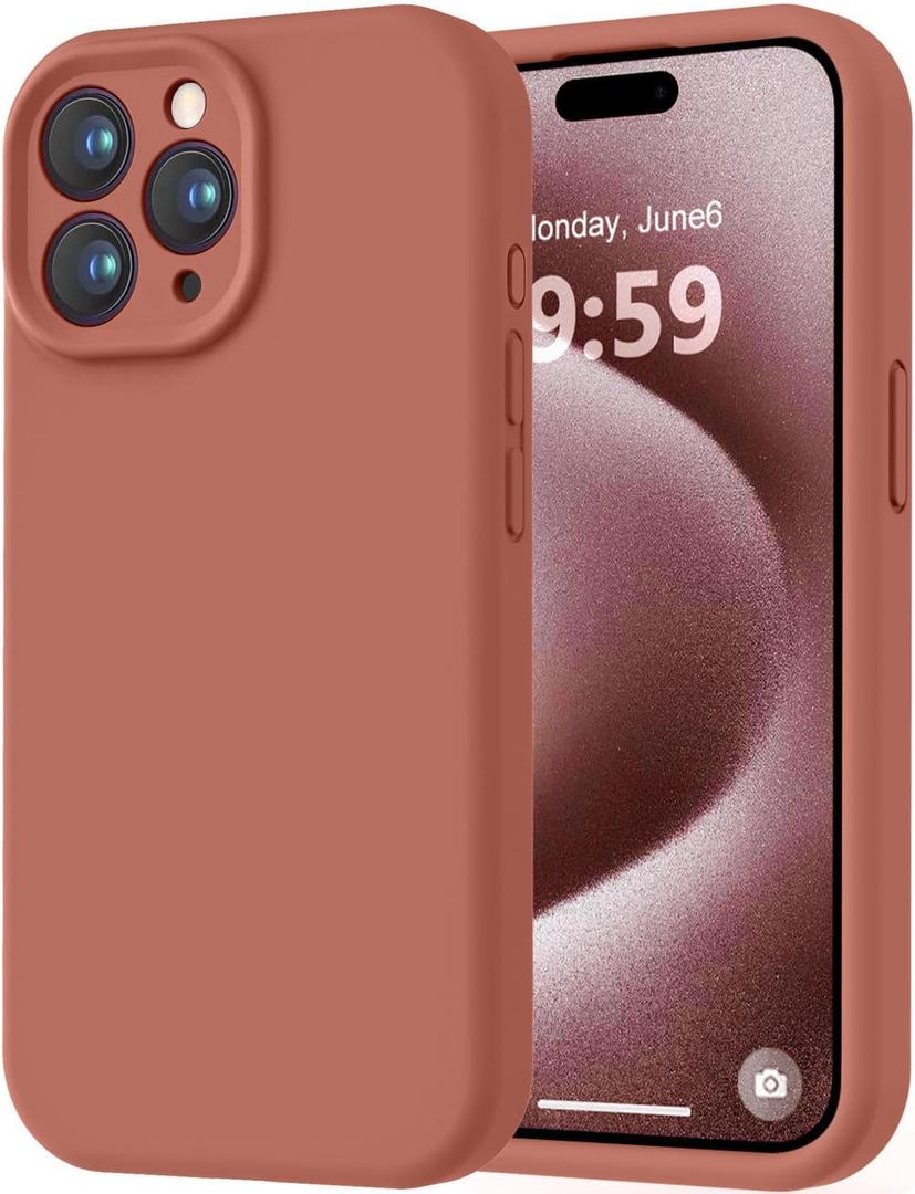 LOVE 3000 Designed for iPhone 15 Pro Case, Premium Silicone with [Soft Anti-Scratch Microfiber Lining] Shockproof Protective Phone Case for Men Women Girls 6.1", Caramel