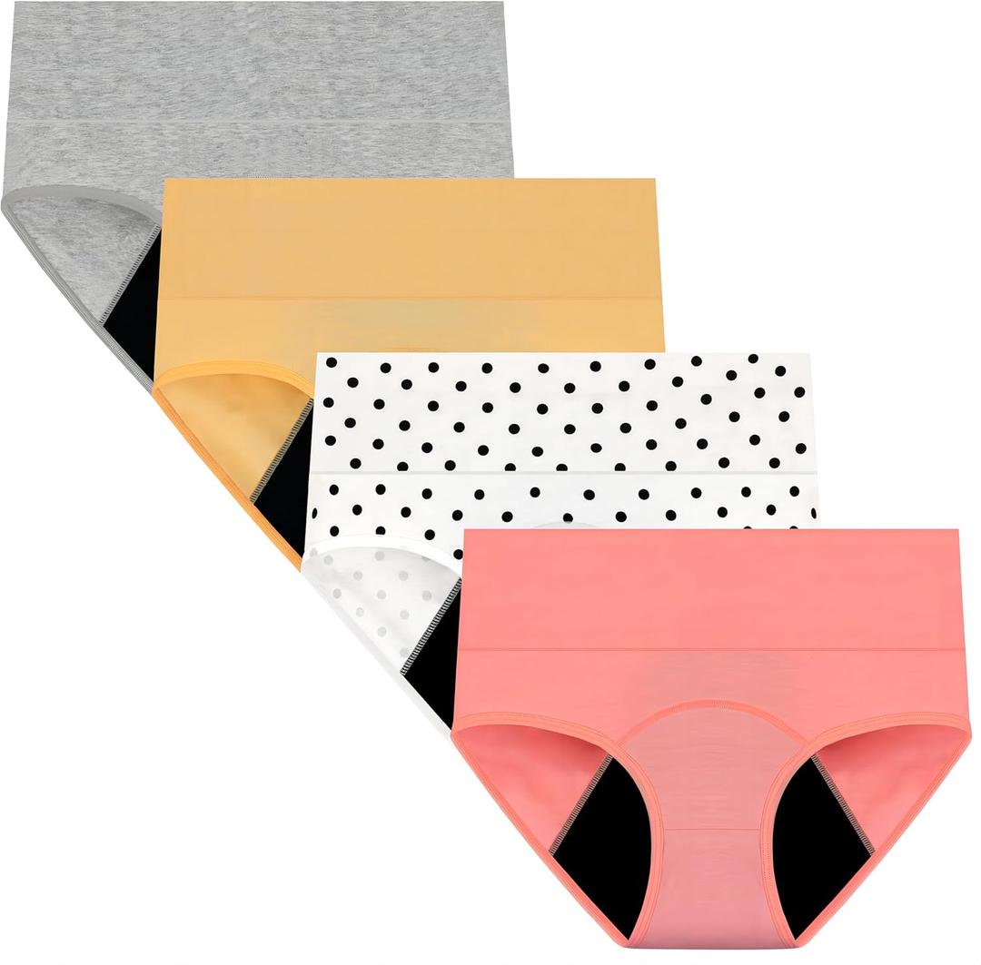 Nalwort Womens Menstrual Period Panties Cotton Leak Proof Underwear Postpartum Protective Briefs (Medium, 4color)