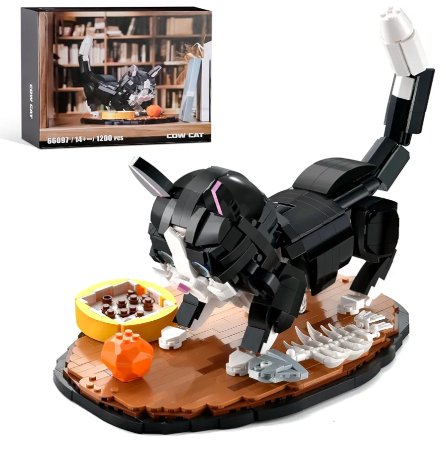 Tuxedo Cat Building Sets for Adult,Animal Black Cat Building Blocks Toy with Display Base,Home or Office Decor,Gift for Teens Kid Boys Girls 8+ (1200pcs)