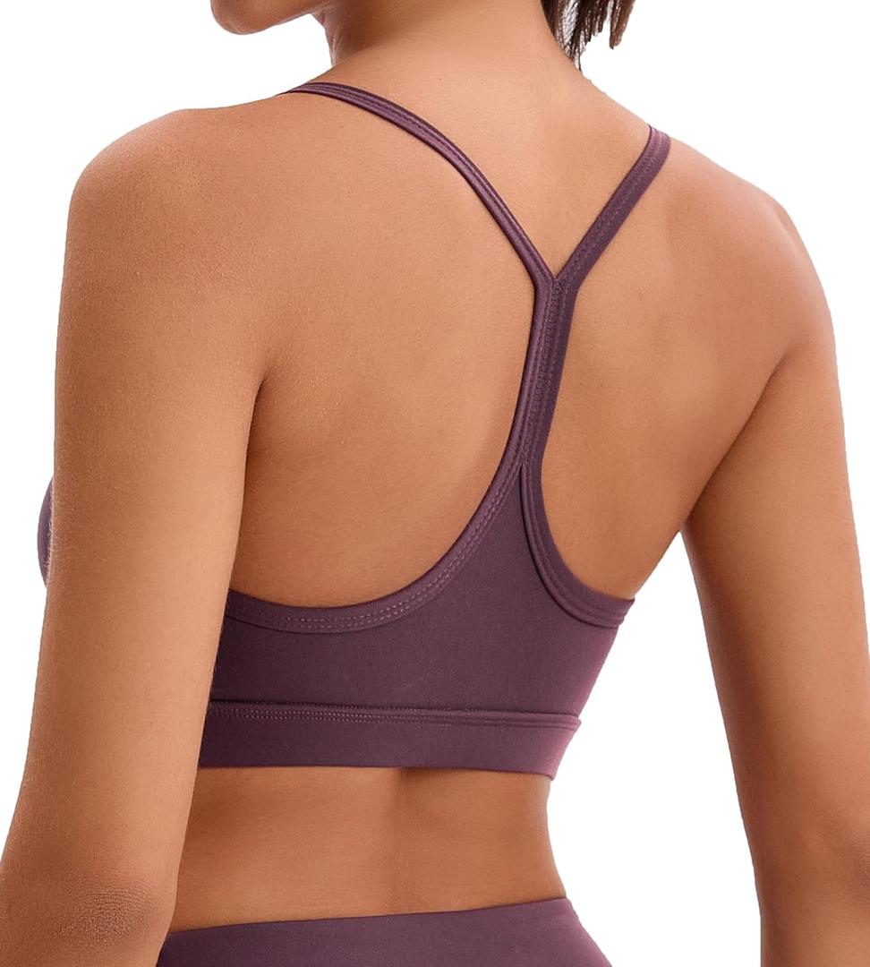 Women's Sports Bras Y Back Racerback Removable Padded Strap Yoga Bras Low Impact Workout Top (Medium, Vintage Violet Purple)