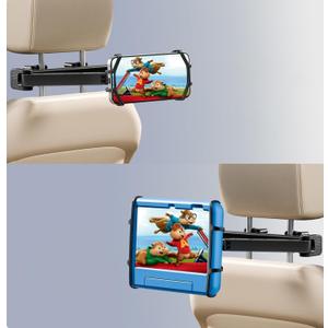 FANGOR Tablet Holder for Car - [3 in 1 Adjustable Extension Arm] Upgraded iPad Holder for car Backseat with Holding Net, Road Trip Essentials for Kids, for 4.7-10" iPad Pro, Air, Mini, Fire HD, Phone