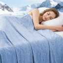 Cooling Blanket Queen Size, Cooling Blankets for Hot Sleepers, Absorbs Heat to Keep Body Cool for Summer Nights Sweats, Cold Blanket for Bed Couch Sofa, Ice Blanket 90x90 Inches, Blue