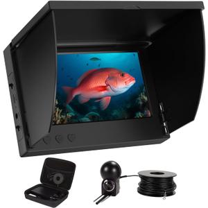 Underwater Fishing Camera 5 Inch, 1000TVL IPS Monitor Fish Finder, Wide Angle IP68 Waterproof, Infrared Night Vision with 65ft Cable for Ice, River and Boat-S26