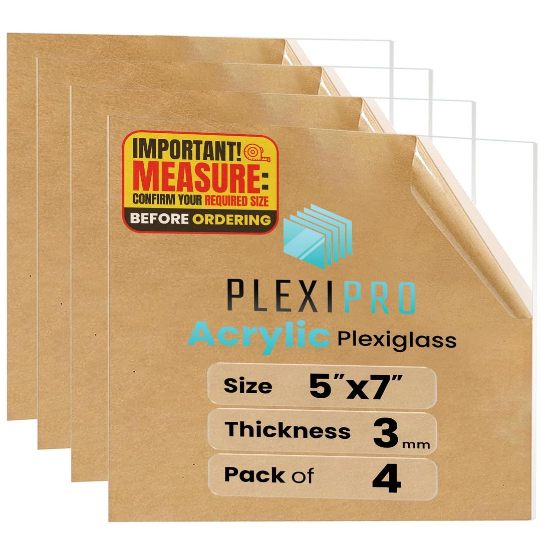 PlexiPro 24"x48" (2ft x 4ft), 1/4" (6mm), 2-Pack Acrylic Plexiglass Sheets