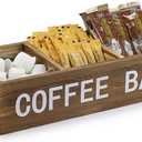 ELLDOO Coffee Pod Holder Storage Box with Removable Grids, Coffee Station Organizer for K Cup, Rustic Wooden Coffee Accessories for Counter Home Decor, Vintage Wood (Brown)