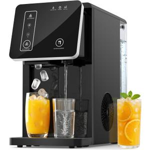 Electactic Countertop Ice Maker with Water Dispenser, Fast Ice Making, Portable Self-Cleaning Ice Machine with 3.3L Water Tank & 1L Ice Storage, Compact Ice Cube Maker for Home Kitchen Office Party