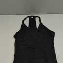 Danysu V Neck Racer Back Tank Top for Women Padded Ribbed Long Tank Fitted Basic Cami Tops, (Black, Small)