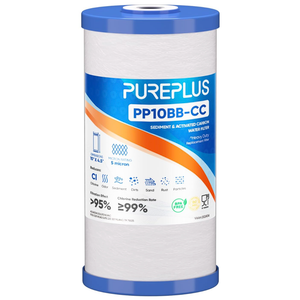 PUREPLUS 5 Micron 10"x4.5" Whole House Sediment & Carbon Water Filter,1PACK PP10BB-CC Replacement Cartridge for GE FXHTC,GXWH40L,GXWH35F,GNWH38S,Culligan RFC-BBSA,WRC25HD,Pentek RFC-BB