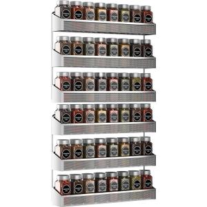 Auledio 2 Pack Spice Rack Organizer, 3 Tier Countertop Stand or Wall Mounted Storage Rack Hanging Shelf for Kitchen Cabinet, Cupboard, Pantry Door or Bathroom Shower Cosmetic  Chrome