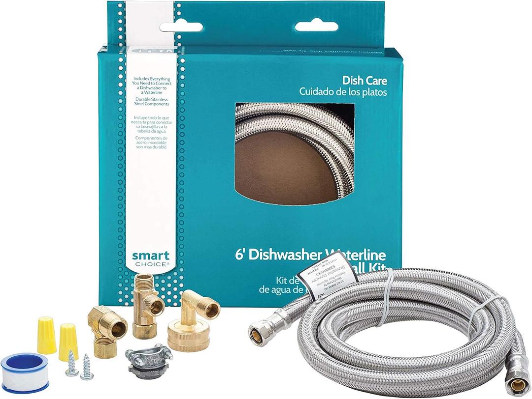 Smart Choice 6-Foot Stainless Steel Dishwasher Installation Kit