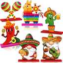 6 Pcs Mexican Table Centerpieces Fiesta Wooden Table Decorations Cinco De Mayo Party Decorations with Base for Mexican Taco Parties Fiesta Farmhouse Kitchen Family Mayo Gift Decor