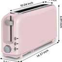 SEEDEEM 2 Slice Slim Toaster, Single 10" Long Slot Toaster Fits Bagels & Artisan Bread, 6 Shade Settings, Cancel/Reheat/Defrost, Removable Crumb Tray, Auto Shut-Off, Pink