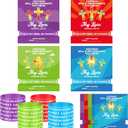 Lunmon 24 Sets He Is Risen Bracelets with Bible Verse Cards, Easter Silicone Wristbands Christian Cross Cards Religious Rubber Bracelets for Easter Party Favors Sunday School Gifts Bulk