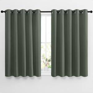 NICETOWN Bedroom Blackout Curtains for Kitchen Window - Window Treatment Thermal Insulated Solid Grommet Sound Reducing for Kitchen/Nursery, Dark Mallard, 2 Panels, W66 x L54