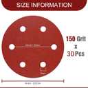 9 Inch Sanding Disc 150 Grit Hook and Loop Sandpaper for 6 Holes Drywall Sander Remove Popcorn Ceiling Sheetrock (30 PCS)