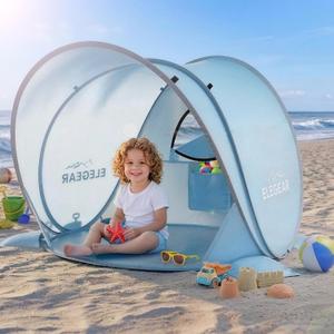 Elegear Pop Up Baby Beach Tent with Mini Canopy, CumbreX UPF 50+ UV Protection Baby Tent Sun Shelter, 1S Setup Portable Baby Beach Essentials Shade for Infant Toddler Outdoor Indoor Play - Blue, Large