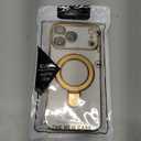 LXK Magnetic Invisible Stand for iPhone 17 Pro Max Case 6.9" Compatible with MagSafe, Military-Grade Protection, with Camera Protector, Clear Scratch-Resistant Back Cover for 17 ProMax, Gold