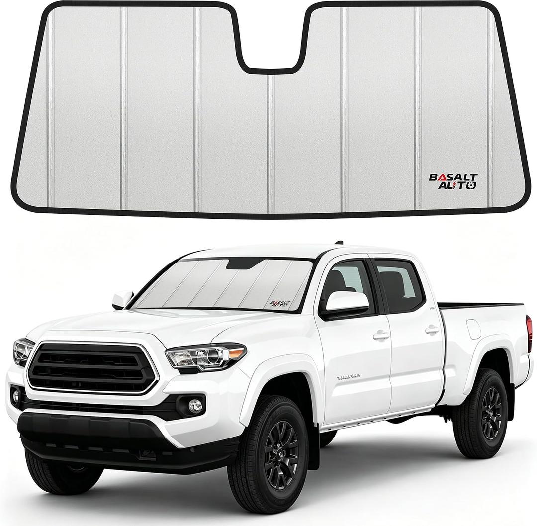 Windshield Sun Shade Deluxe Compatible for 2018-2023 Toyota Tacoma Silver Reflective 6 Layers Accordion-Folding Front Sun Visor