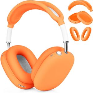 Case for Airpods Max Headphones, Ear Pad Case Cover/Ear Cups Co ver/Headband for AirPods Max (USB-C/Lightning)(2024/2020), Silicone for Apple Airpod Max, Accessories Cases(Vibrant Orange)