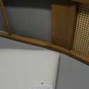 Armen Living Tobias Coastal Modern Wood Counter Height Kitchen Bar Stool in Amber Glow Finish with White Boucle Fabric Upholstered Seat