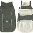 Malier Dog Winter Coat, Windproof Dog Cold Weather Coats with Real Pocket, Winter Extra Warm Pet Coat Fleece Jacket Reflective Clothes for Small Medium Large Dogs and Puppy (Green, X-Small)