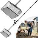 15 inch Extra Large Chicken Poop Scooper with Ergonomic Grip,5-in-1 Heavy Duty Adjustable Coop Scoop for Poop (24 to 68"), Stainless Steel Sifting Litter Shovel Scoop for Chicken Coop