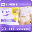 SUNKISS Ultra Thin Incontinence Underwear for Women, High Absorbency & Super Soft Postpartum Diapers, Disposable Adult Pull Ups, Unscented, XXLarge, 20 Count
