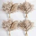 40 PCS Nature Pampas Grass Bouquet Decor - Boho Flowers and Feathers for Centerpieces, Perfect for Floor Vase Fillers, Home Decor, Living Room, and Wedding Decor