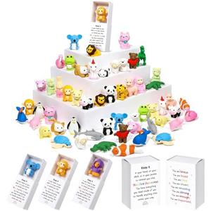 Estune 60 Pcs Animal Erasers for Kids with 60 Pcs Mini Boxes Animal Pencil Erasers Bulk Fun Toys Gifts for Classroom Prize Game Reward Treasure Box Stuffers Party Favors