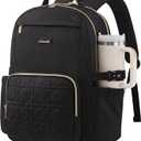 LOVEVOOK Laptop Backpack for Women with Pouch Pocket for Large Capacity Cup,17 Inch Teacher Nurse College Work Backpack Purse,Waterproof Laptop Bag Computer Back Pack for Travel,Black+Wicker pattern