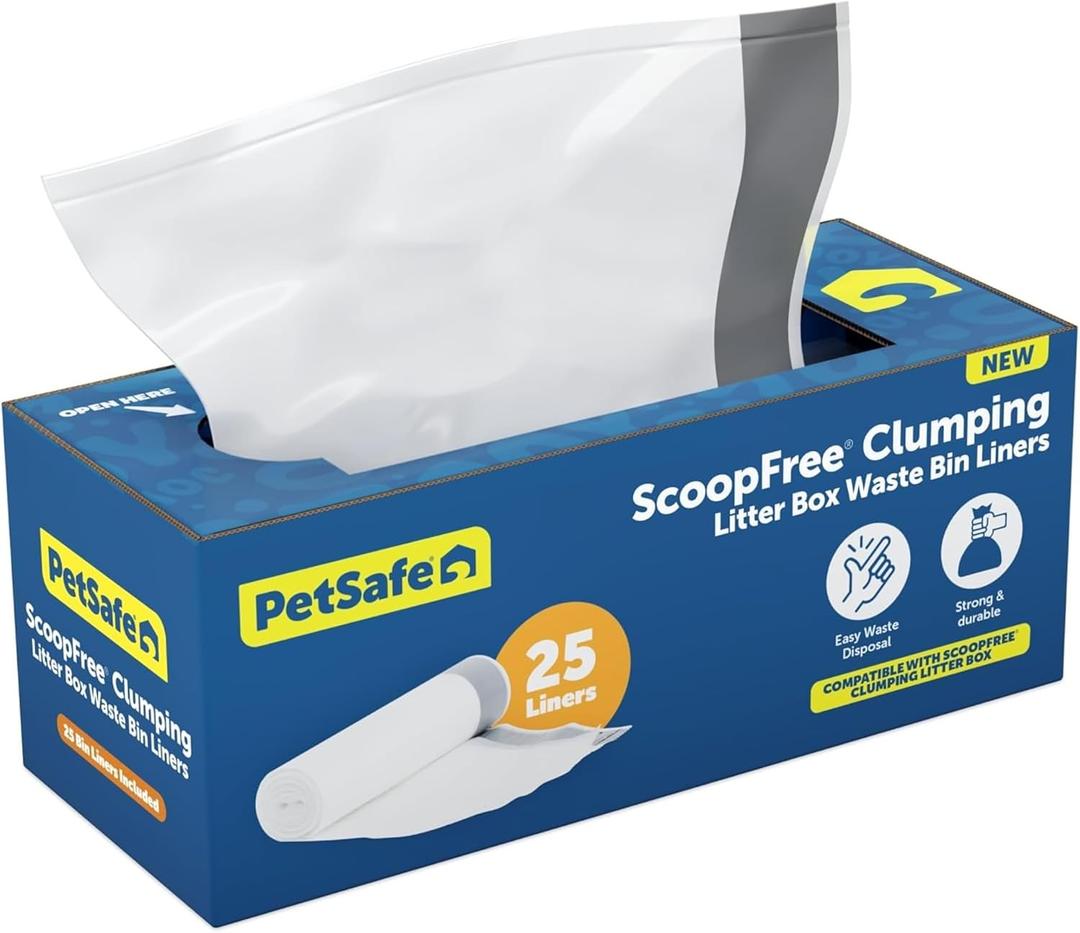 PetSafe Litter Box Liners - Supports Easy Clean Up - Disposable Liners - Durable Plastic - Convenient Drawstring - Hassle-Free Cleaning - ScoopFree Clumping Waste Bin Liners (Pack of 1)