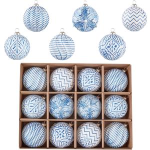 Vintage Christmas Ornaments Ball Set, 12 PCS Shatterproof Antique Traditional Christmas Tree Ornaments for Indoor Xmas Holiday Home Decor (Blue)
