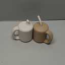 KIDSco. Silicone Sippy Cups (2 Pack)  Soft Spout/Straw & Open Training Cups for Babies 6+ Months | Easy Grip Handles, Unbreakable BPA-Free Silicone, Leak-Resistant, Dishwasher Safe (Oat and Tan)