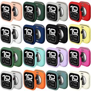 Compatible with Apple Watch Series 11 (2025) Series 10 46mm 42mm Shockproof TPU Silicone Protective Cover Bumper Shock-Absorbing Scratch-Resistant Case for Women Men (16pack, Series10 46mm)
