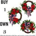 22IN Artifical Patriotic Wreath Fourth of July Wreath with Hydrangeas Ivy Spring Summer Wreath for Front Door Wall Decor Indoor Outdoor