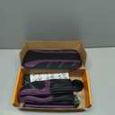 NBTEPEM 6 Pcs Purple Car Accessories Set, Sport Leather Steering Wheel Cover 14.5-15inch Universal, Leather Car Center Console Cover, Seat Belt Cushion, Cup Holder Coaster (Black-Purple)